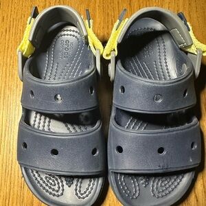 CROCS Kids Navy Blue Sandals with Yellow Heel Strap